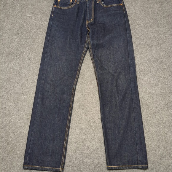 Levis 505 Regular Fit Jeans Mens W34 L34 Dark Wash Denim Pants - Picture 2 of 13